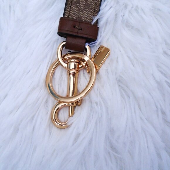Coach Trigger Snap Bag Charm Khaki Gold Women Keychain Brown - Picture 8 of 10